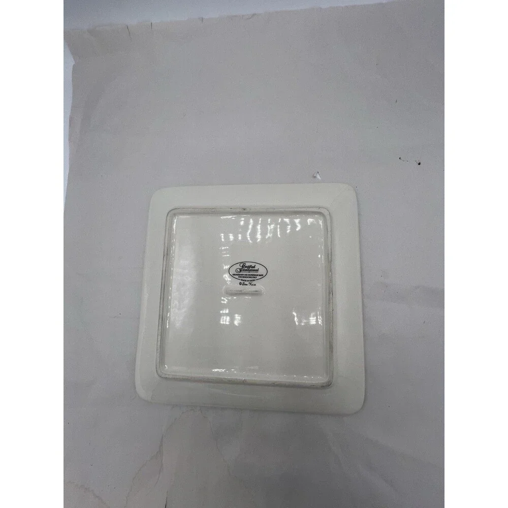 Certified International CeramicSquare Plate Coffee Cup RedBlack Beige